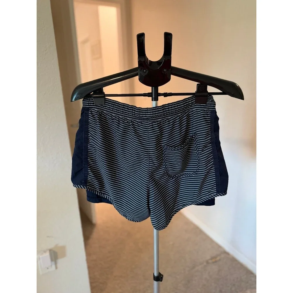 Tangerine Striped Running Shorts in Navy and Gray Women’s Size Small